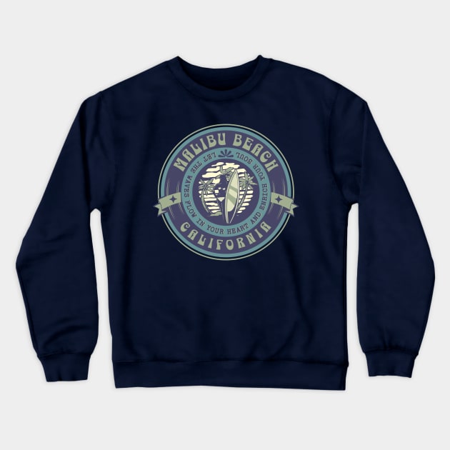 Malibu California Beach Crewneck Sweatshirt by alvarsprints